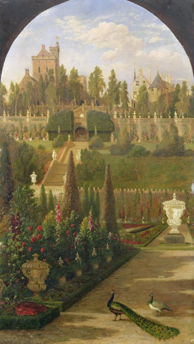 Drummond Castle, Perthshire, seen from the Gardens, 1847 by Jacob Thompson